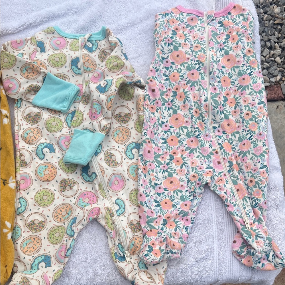 Floral and Donut Print Baby Onesies